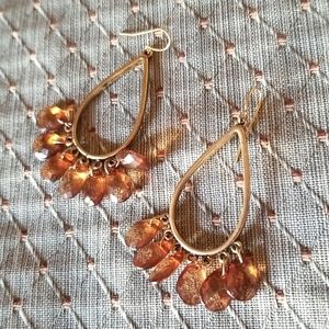 3/$15 or 5/$25 Gold & Amber Beaded Drop Earrings